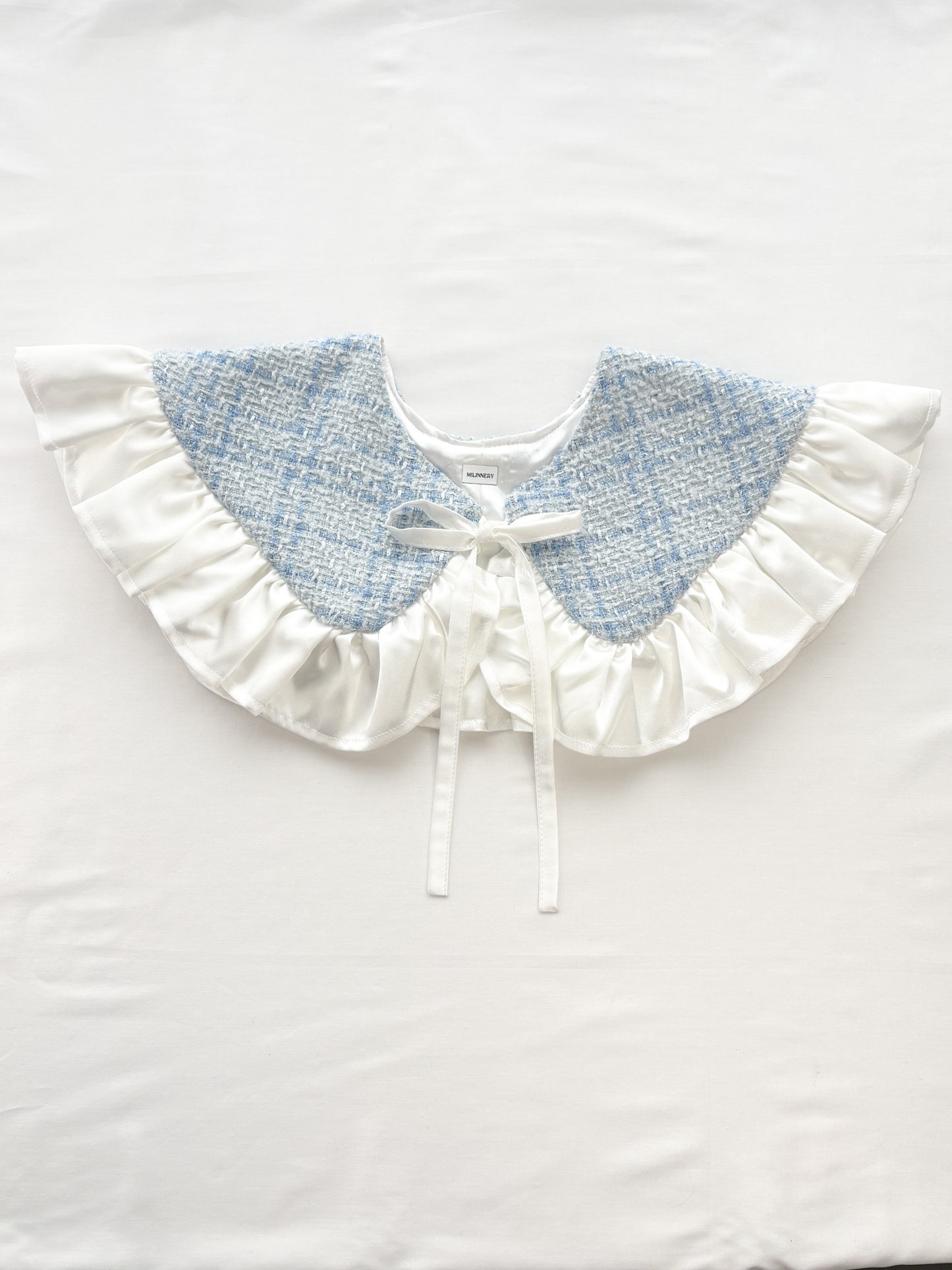 Blue Tweed Detachable Collar