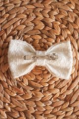 White Tweed Hair Bow Clip - Standard - Milinnery