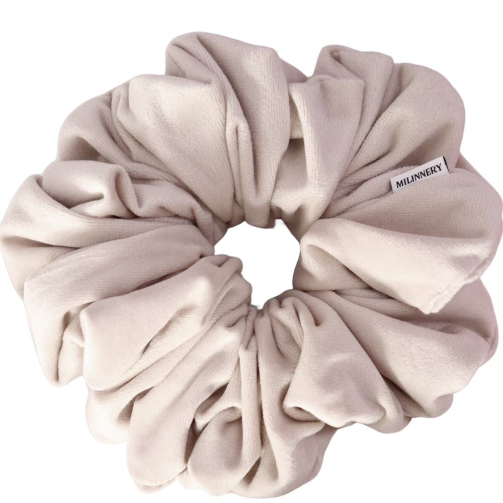 Ivory Cloud Velvet Scrunchie
