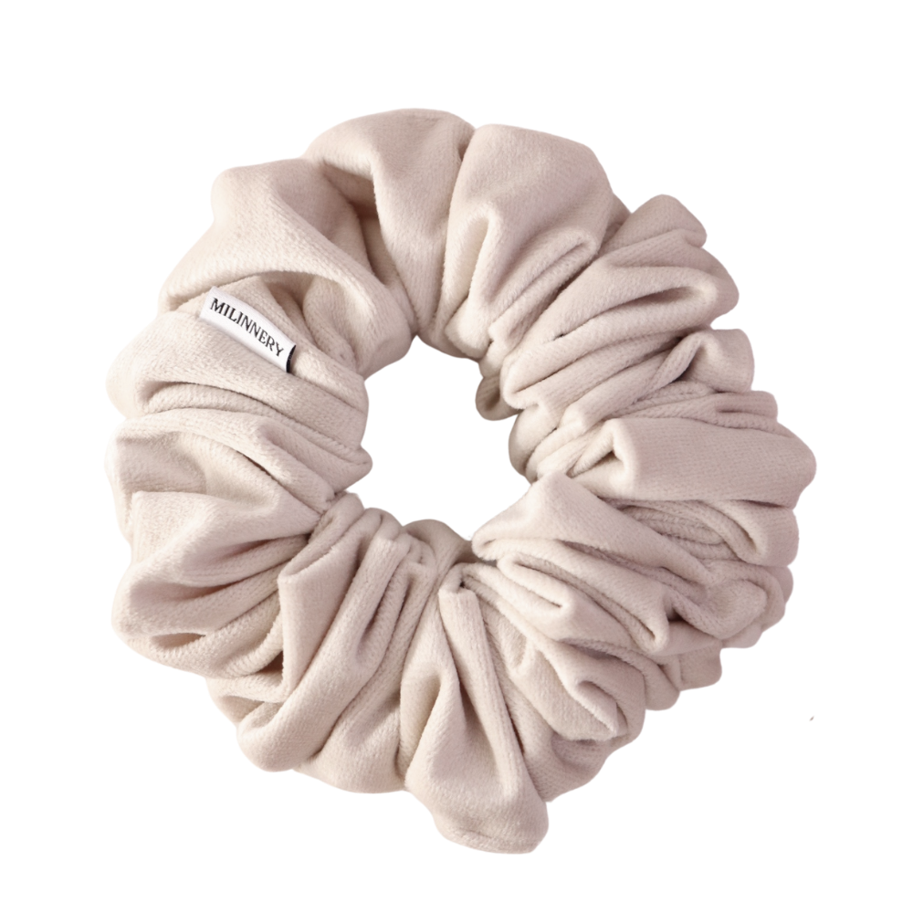 Ivory Cloud Velvet Scrunchie