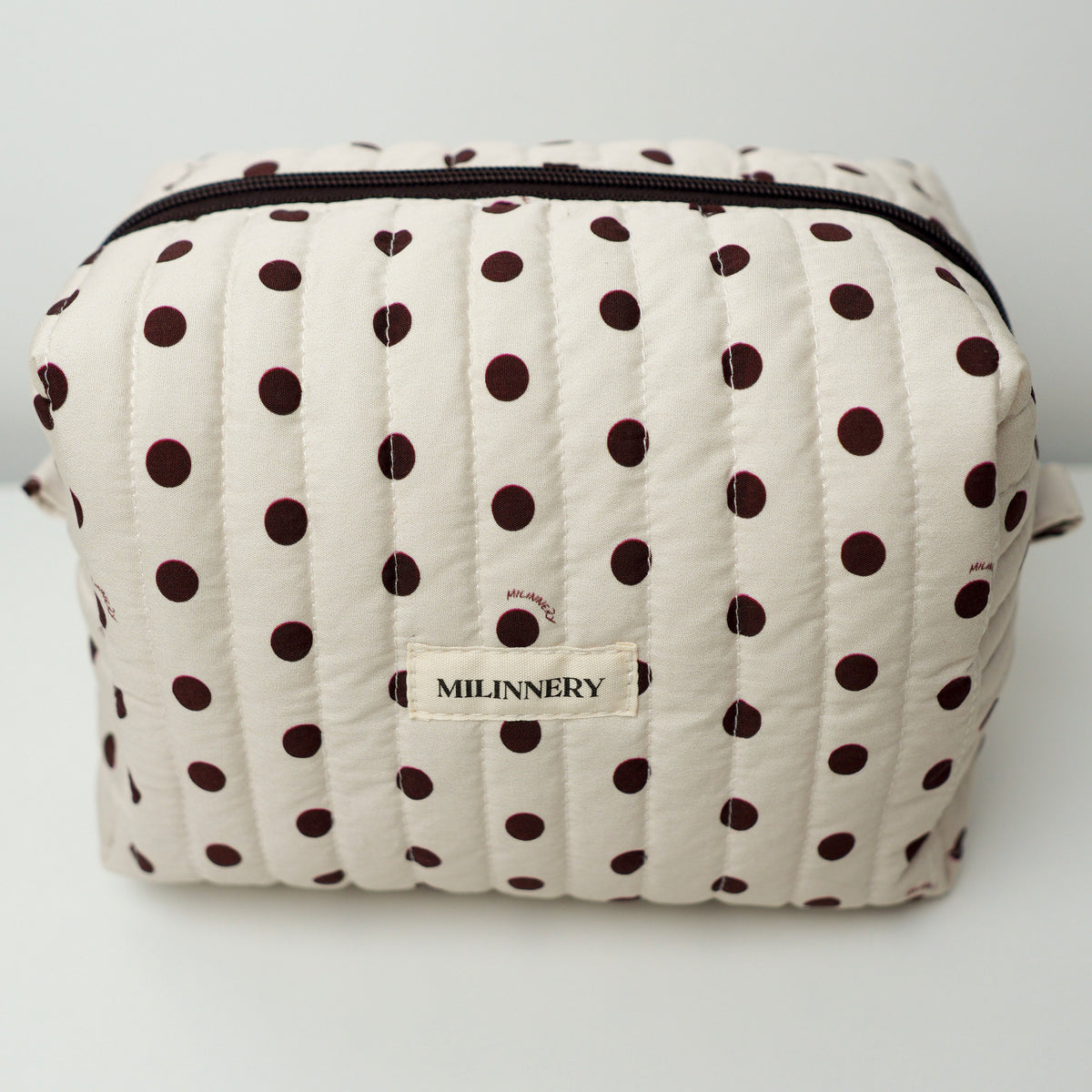 Polka Dot Quilted Makeup Bag