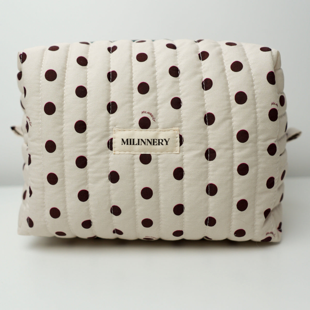 Polka Dot Quilted Makeup Bag