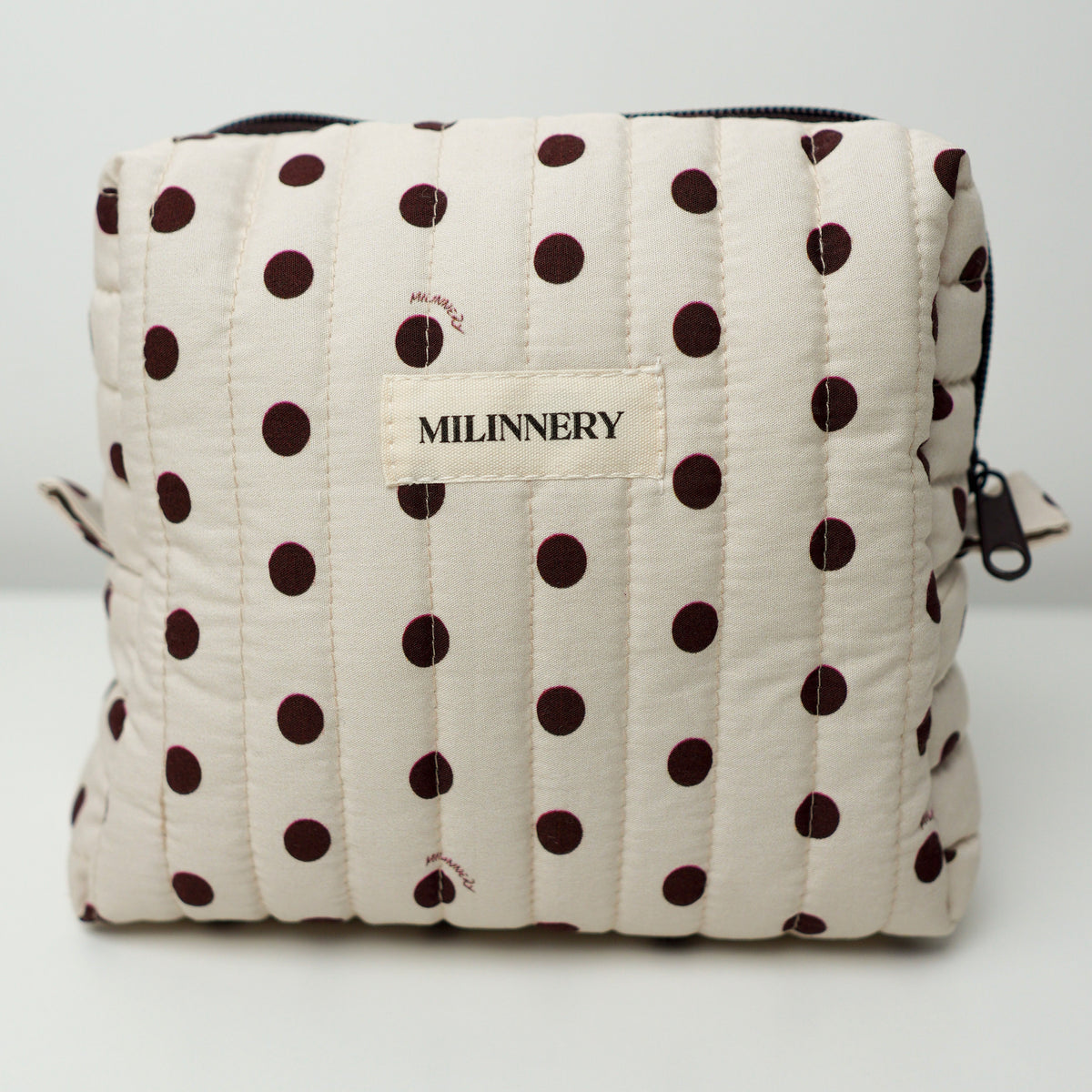 Polka Dot Quilted Makeup Bag