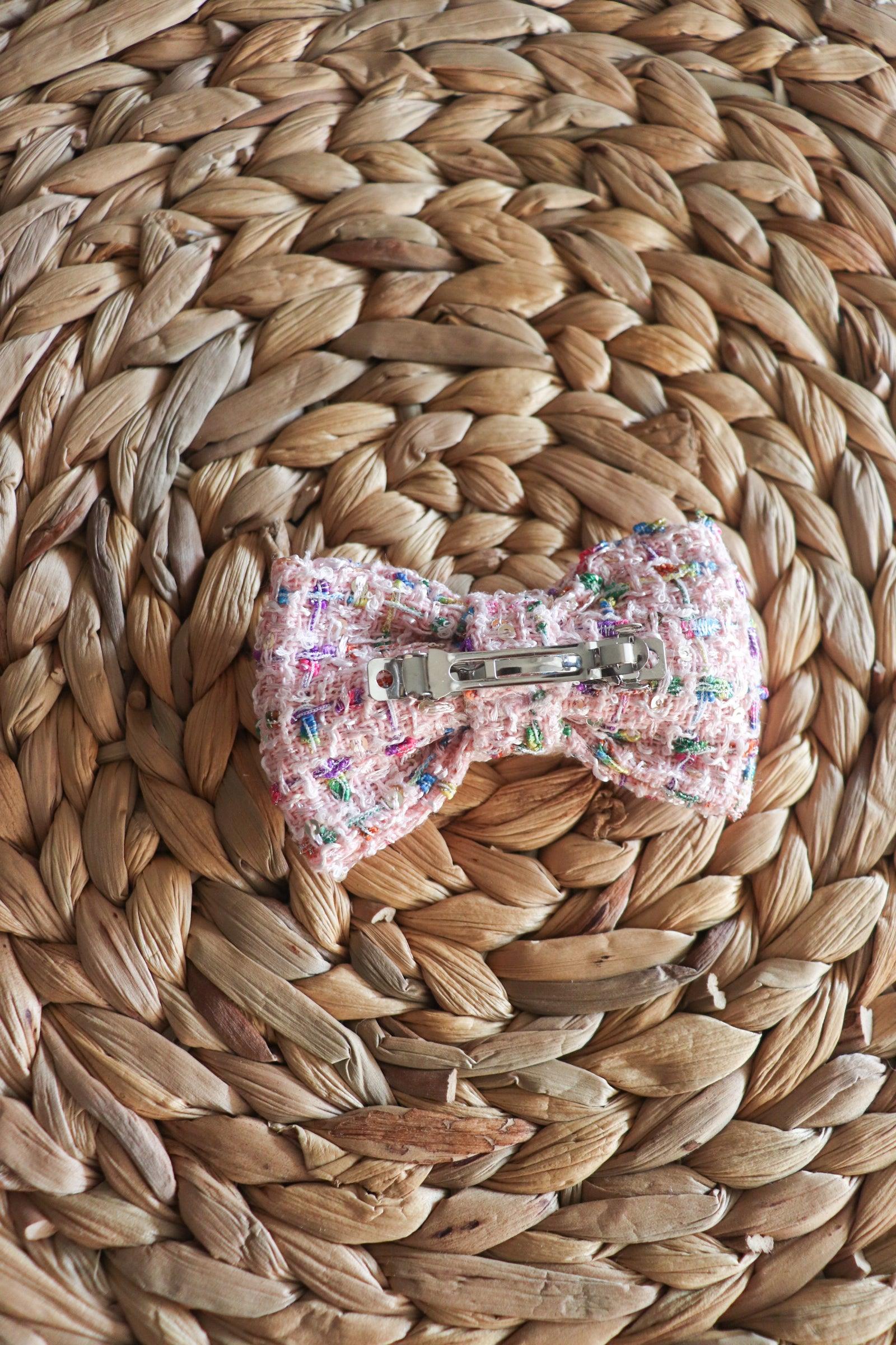 Candy Tweed Hair Bow Clip - Petite - Milinnery