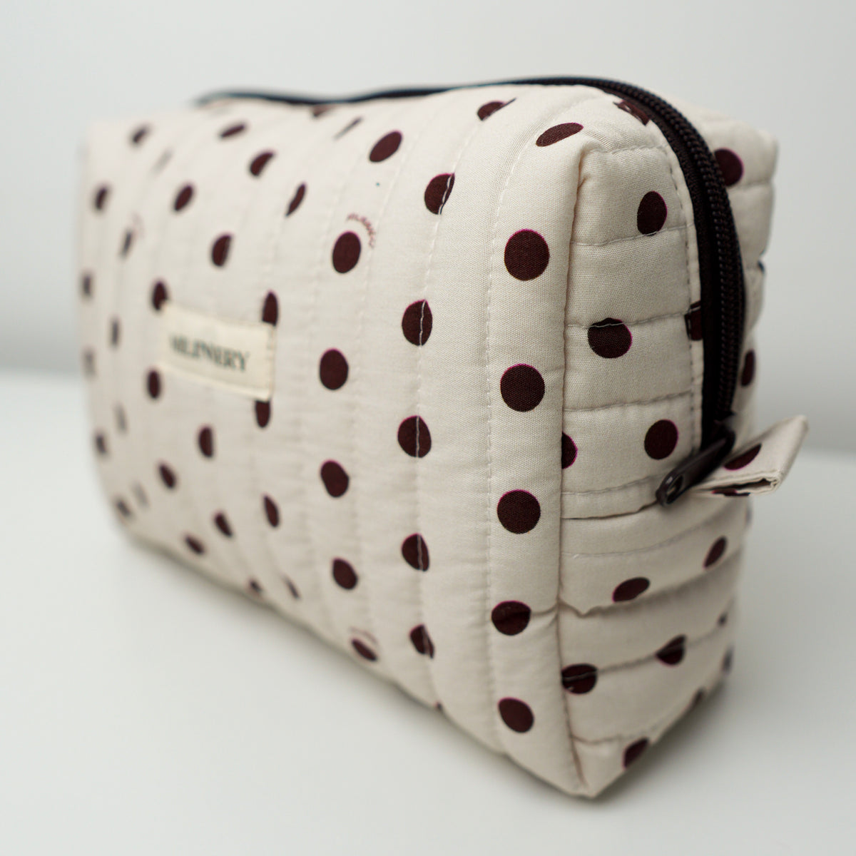 Polka Dot Quilted Makeup Bag