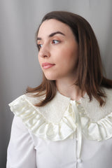 Colletto staccabile in tweed color crema