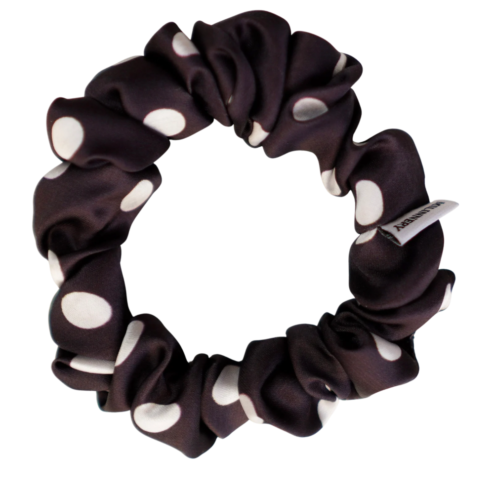 Espresso Polka Satin Scrunchie