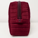 Burgundy Velvet Quilted Makeup Bag