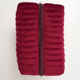 Burgundy Velvet Quilted Makeup Bag