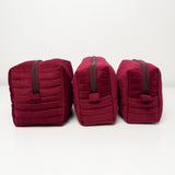 Burgundy Velvet Quilted Makeup Bag
