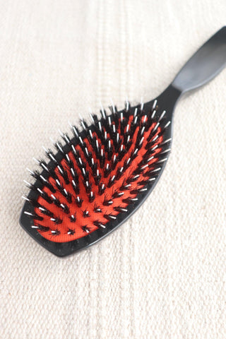 Black Medium Oval Professional Boar Bristle Brush - Milinnery