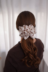 Truffle Cream Polka Satin Scrunchie