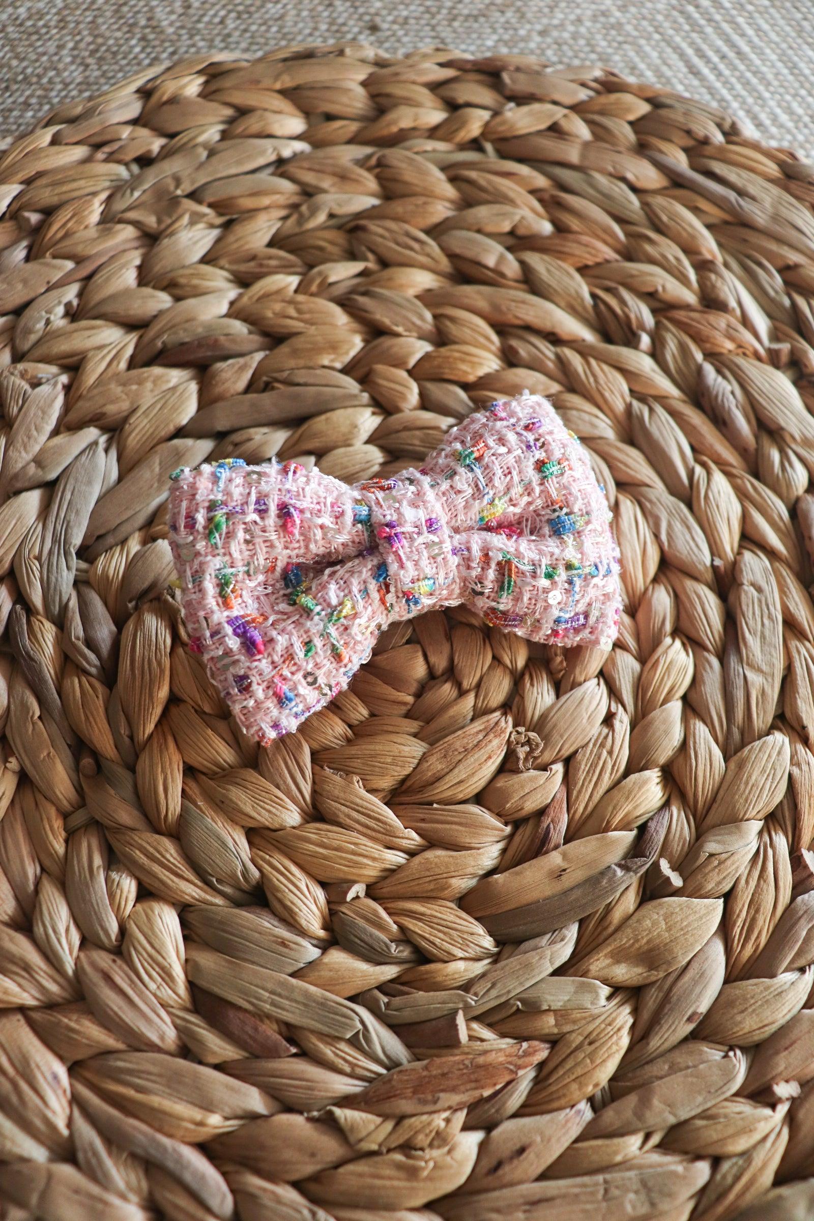 Candy Tweed Hair Bow Clip - Petite - Milinnery