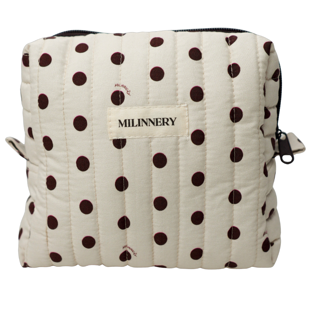 Polka Dot Quilted Makeup Bag