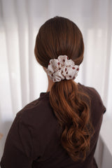 Truffle Cream Polka Satin Scrunchie