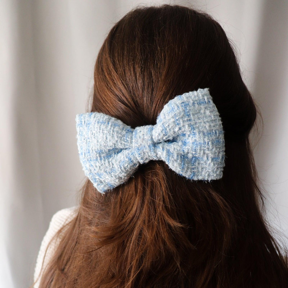 Dreamy Tweed Hair Bow Clip - Petite - Milinnery