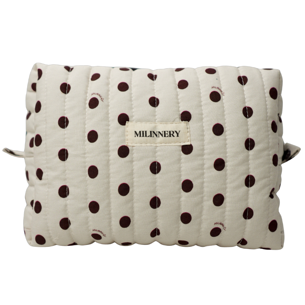 Polka Dot Quilted Makeup Bag