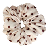 Truffle Cream Polka Satin Scrunchie