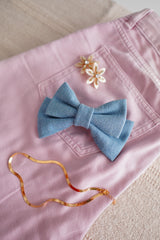 Denim Small Hair Bow Clip