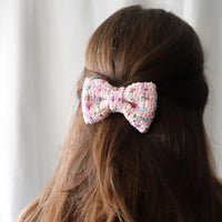Candy Tweed Hair Bow Clip - Petite