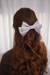 Silver Gray Small Hair Bow Clip