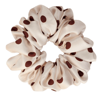 Truffle Cream Polka Satin Scrunchie