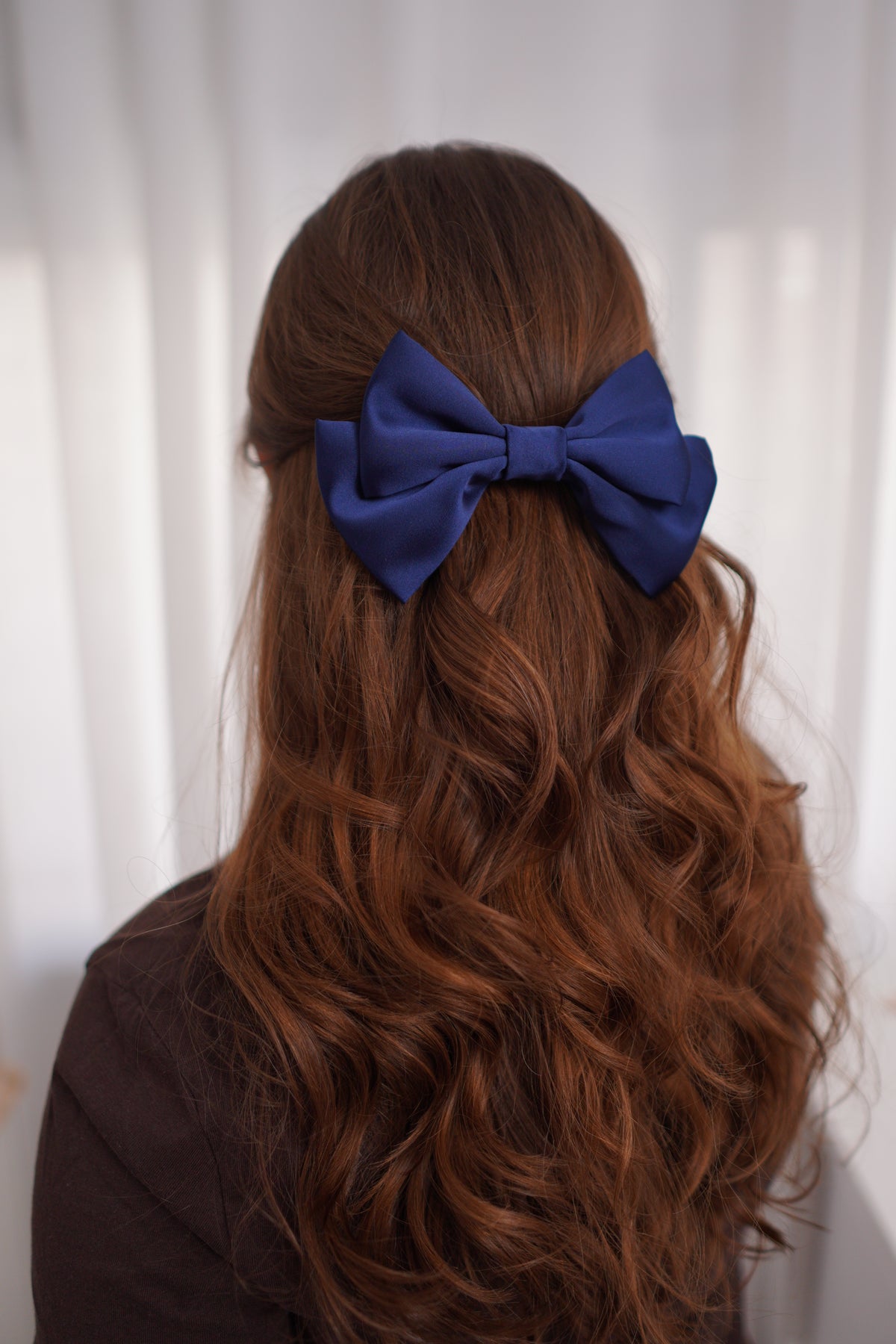 Navy Hour Small Hair Bow Clip