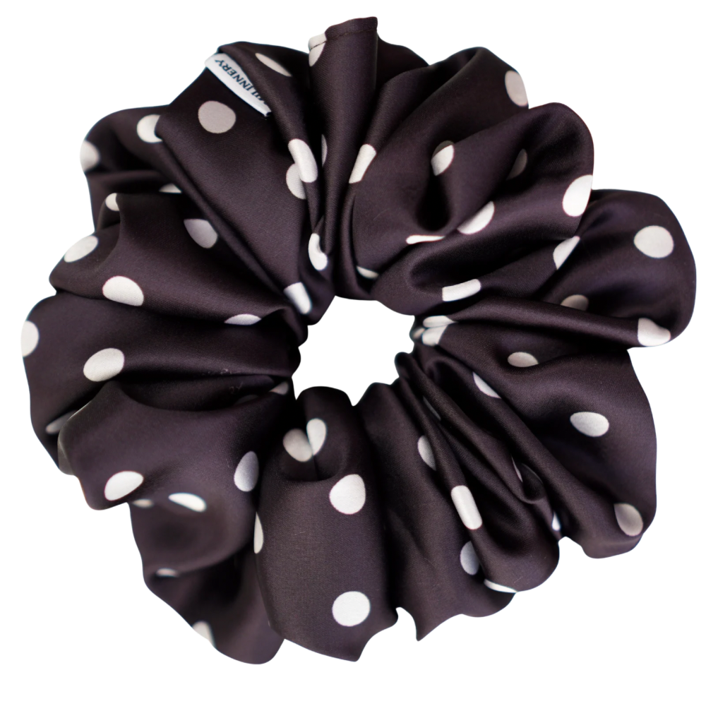 Espresso Polka Satin Scrunchie