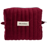 Burgundy Velvet Quilted Makeup Bag