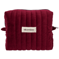 Burgundy Velvet Quilted Makeup Bag