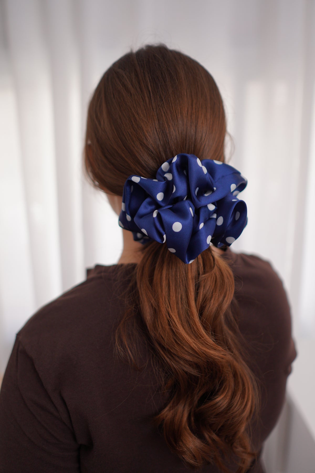 Polka Moon Satin Scrunchie