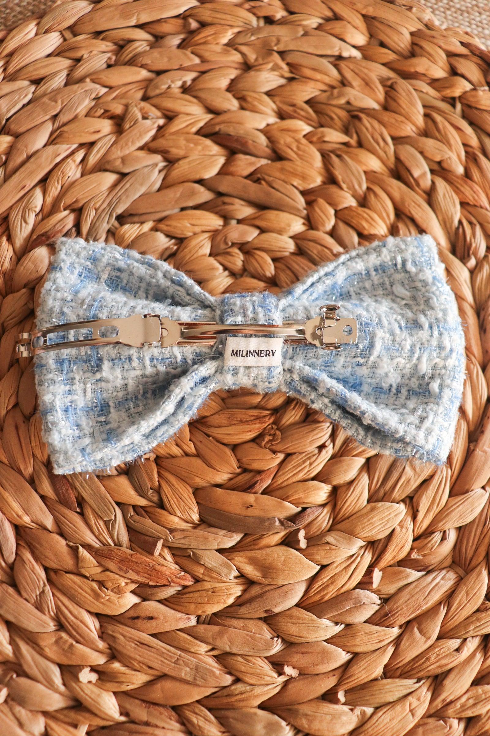 Dreamy Tweed Hair Bow Clip - Petite - Milinnery