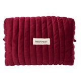 Burgundy Velvet Quilted Makeup Bag