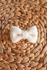 White Tweed Hair Bow Clip - Petite - Milinnery