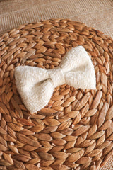 White Tweed Hair Bow Clip - Standard - Milinnery