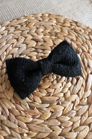 Black Tweed Hair Bow Clip - Standard - Milinnery