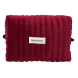 Burgundy Velvet Quilted Makeup Bag