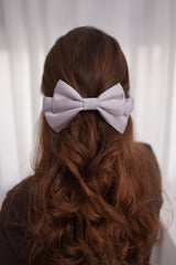Silver Gray Small Hair Bow Clip