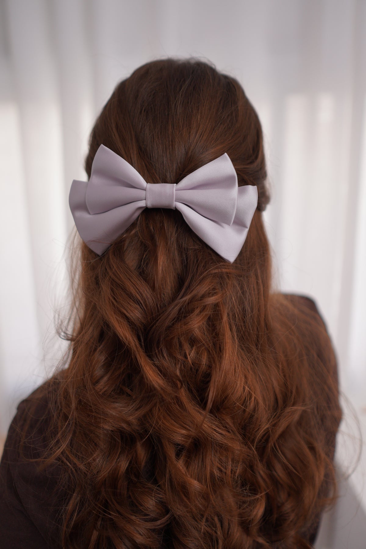 Silver Gray Small Hair Bow Clip