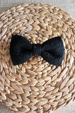 Black Tweed Hair Bow Clip - Standard - Milinnery