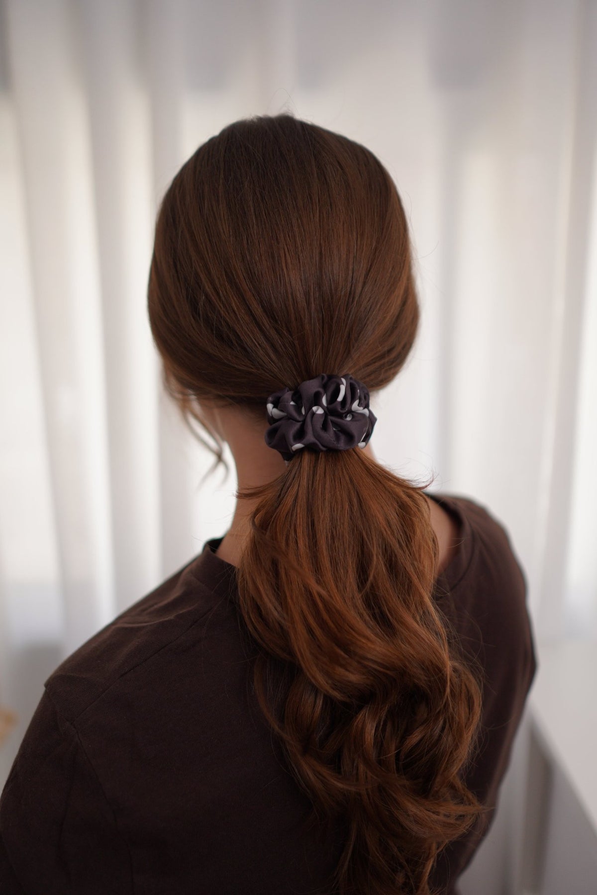 Espresso Polka Satin Scrunchie