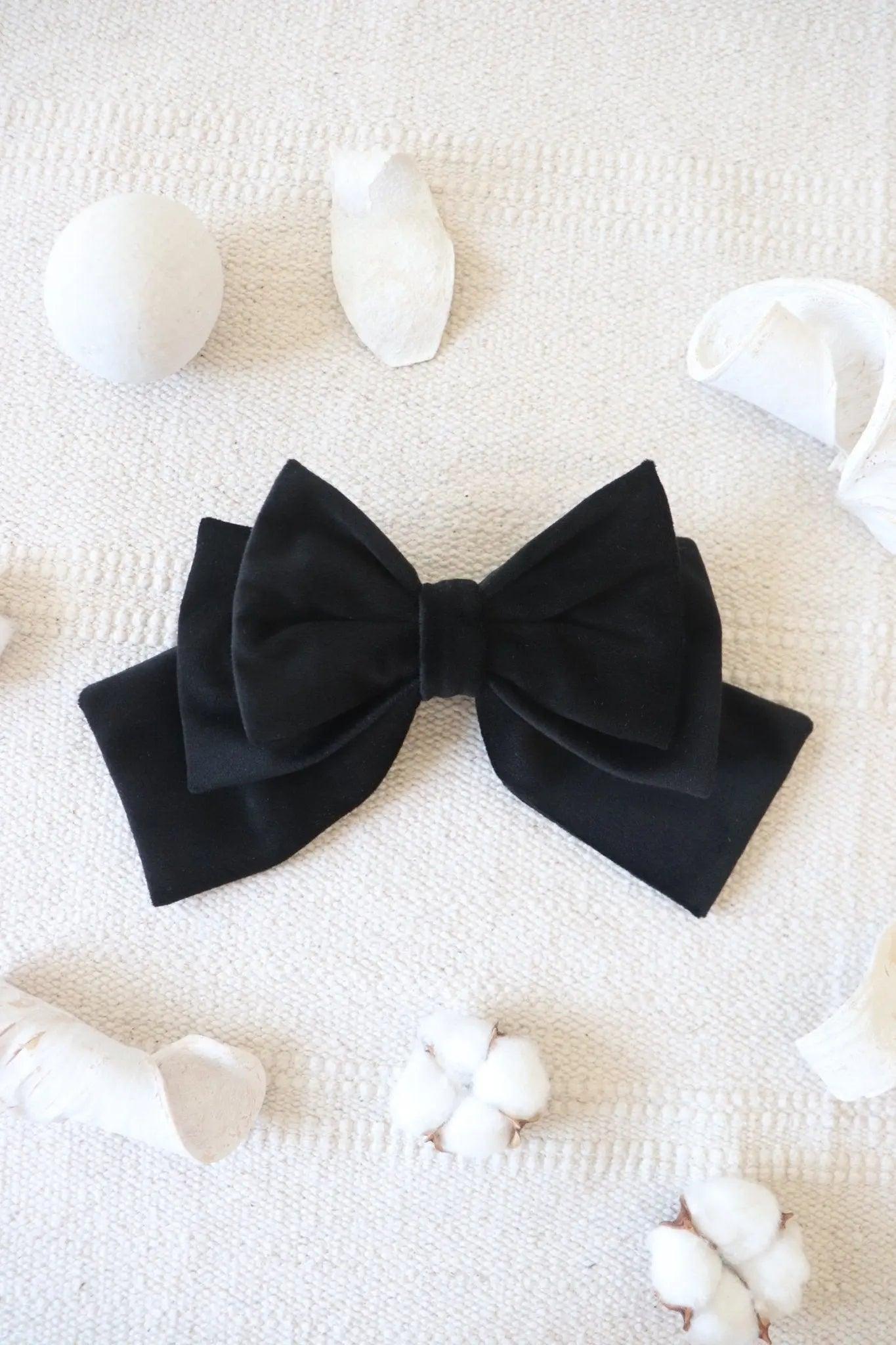 Black Hair Bow Clip - Milinnery