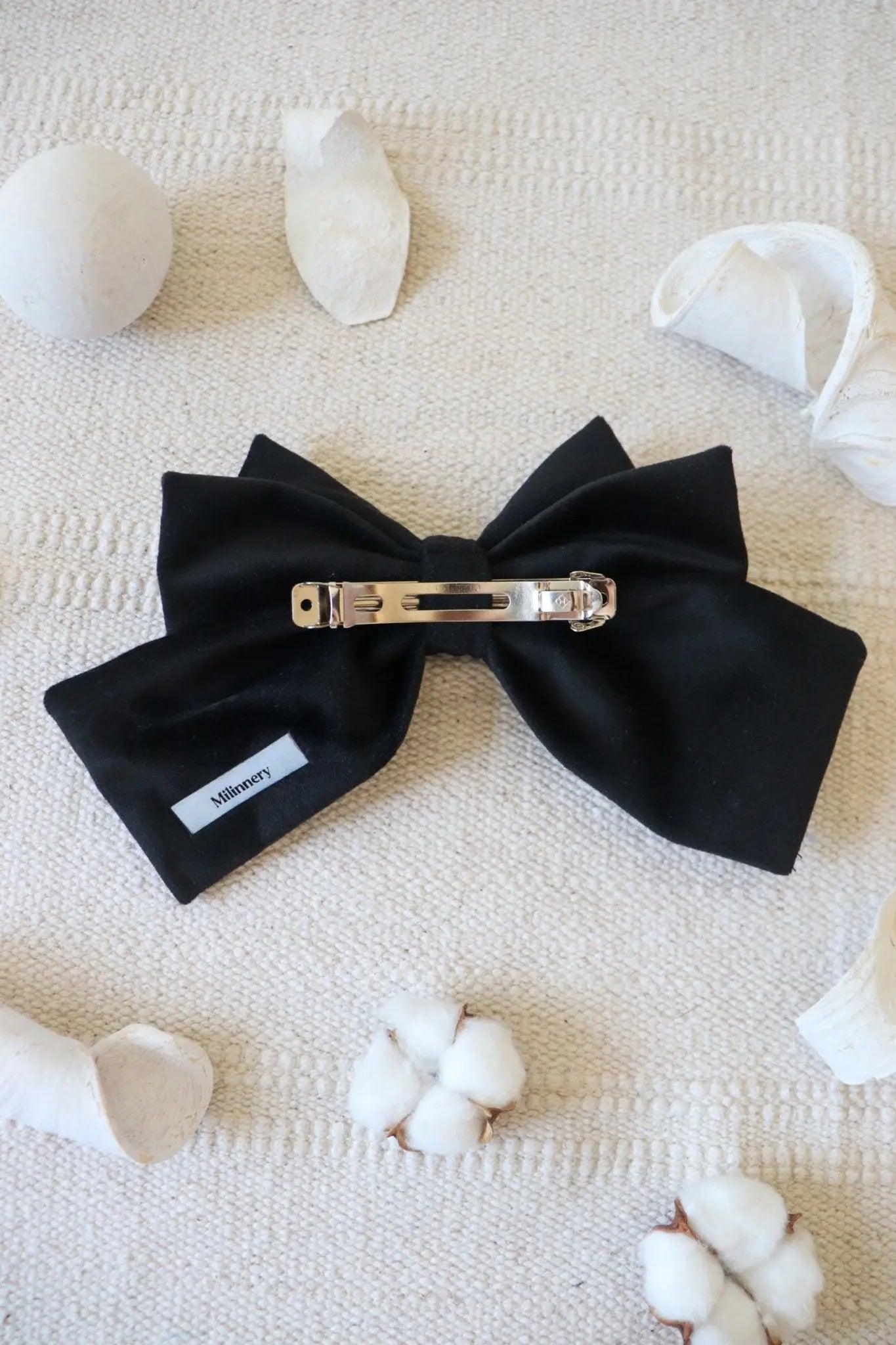 Black Hair Bow Clip - Milinnery