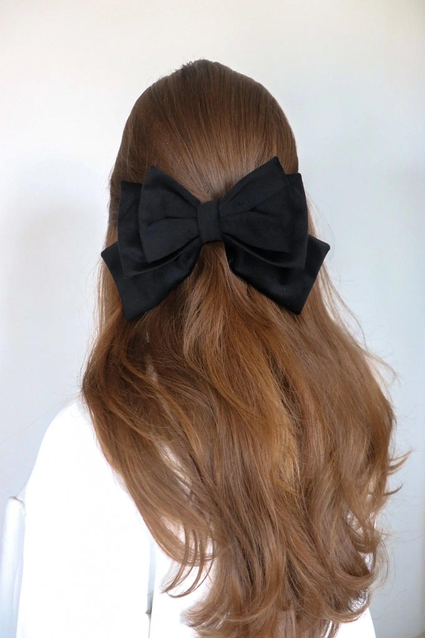 Black Hair Bow Clip - Milinnery