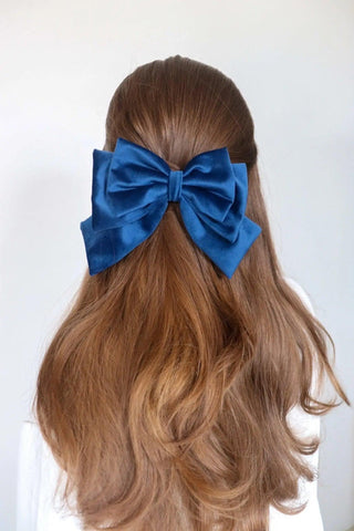 Blue Hair Bow Clip - Milinnery