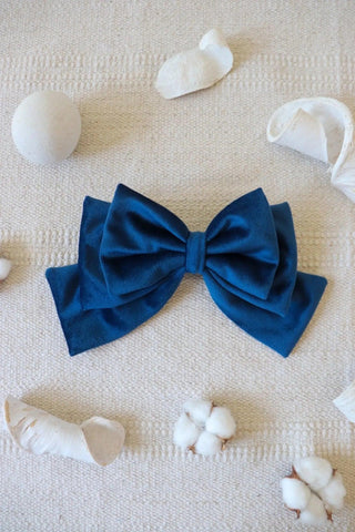 Blue Hair Bow Clip - Milinnery