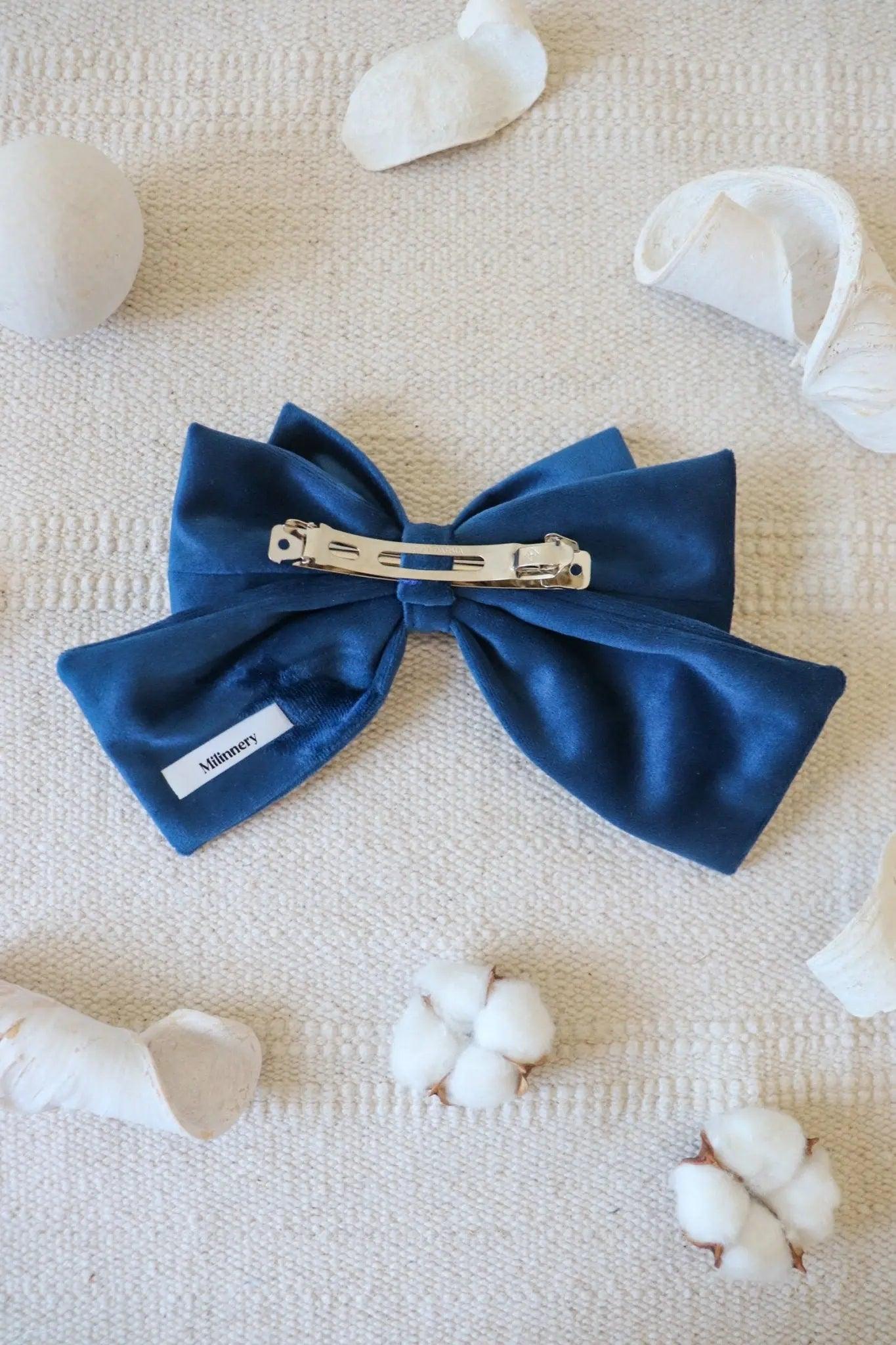 Blue Hair Bow Clip - Milinnery