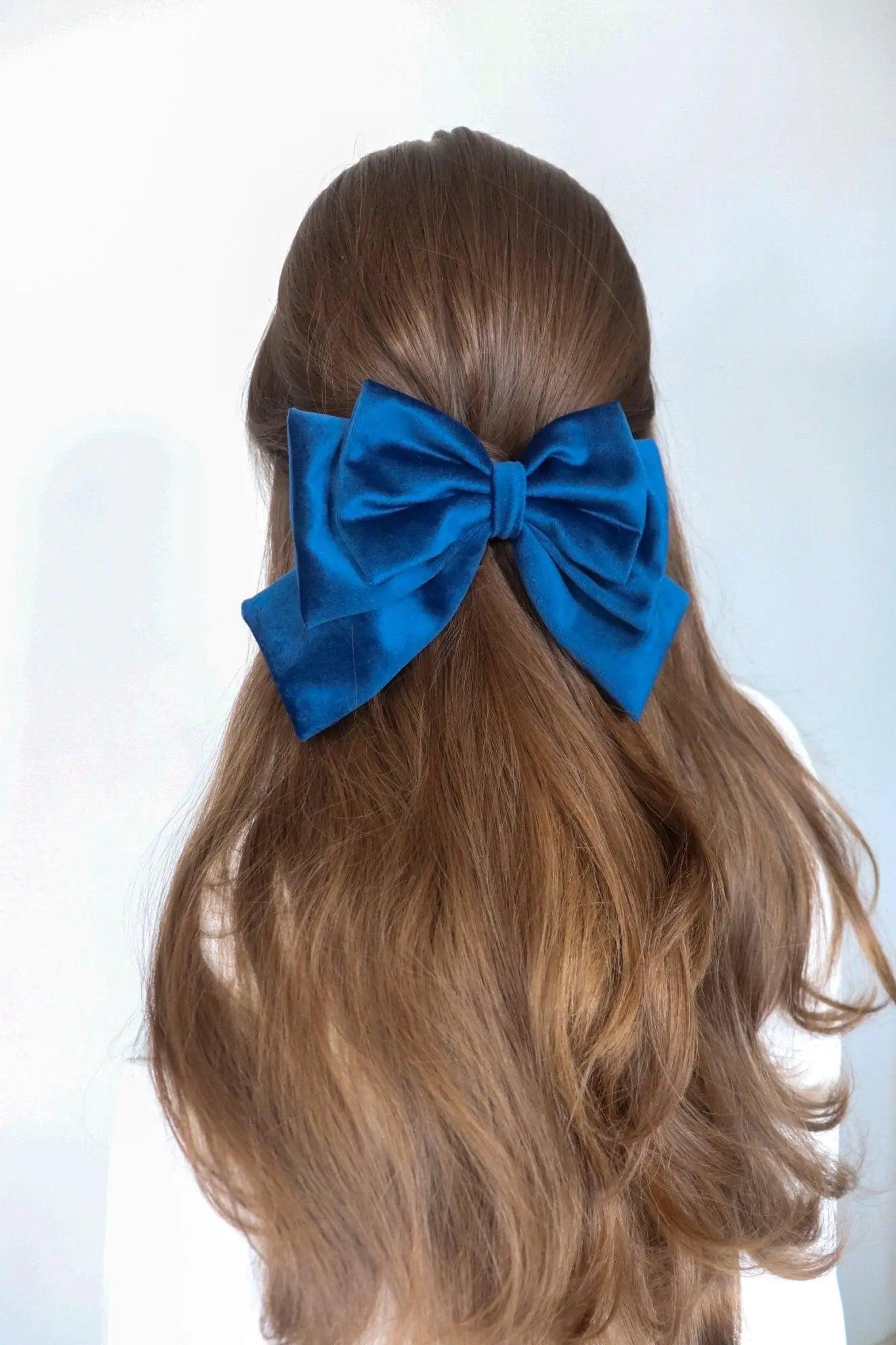 Blue Hair Bow Clip - Milinnery