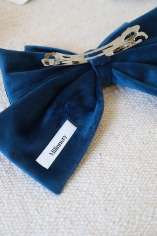 Blue Hair Bow Clip - Milinnery