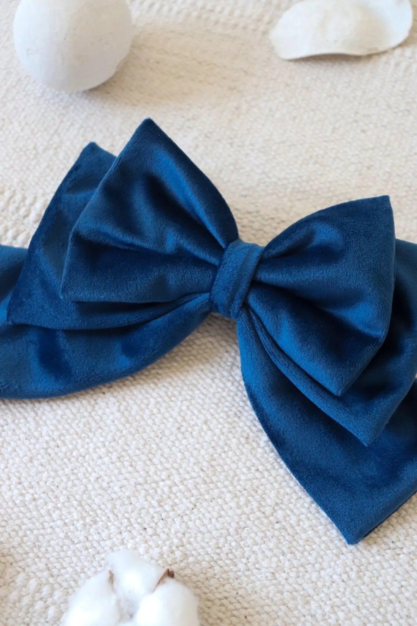 Blue Hair Bow Clip - Milinnery